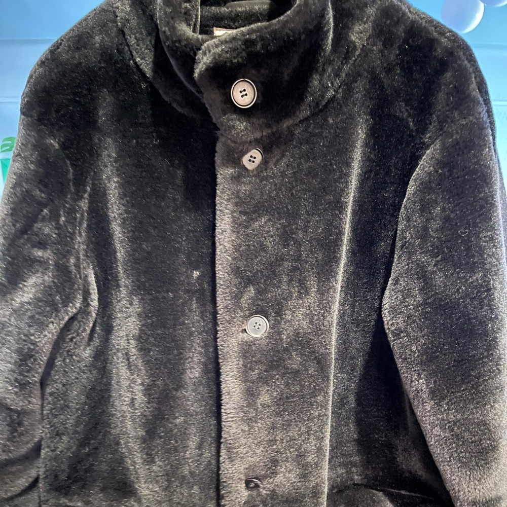 Black Oak coat faux fur like-velour feels lush and rich